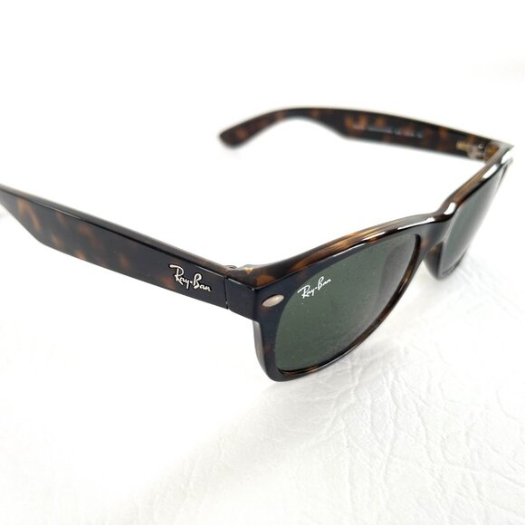 Ray Ban New Wayfarer Sunglasses Tortoise Frame Green Lenses RB 2132 902 52-18 3N main image 8